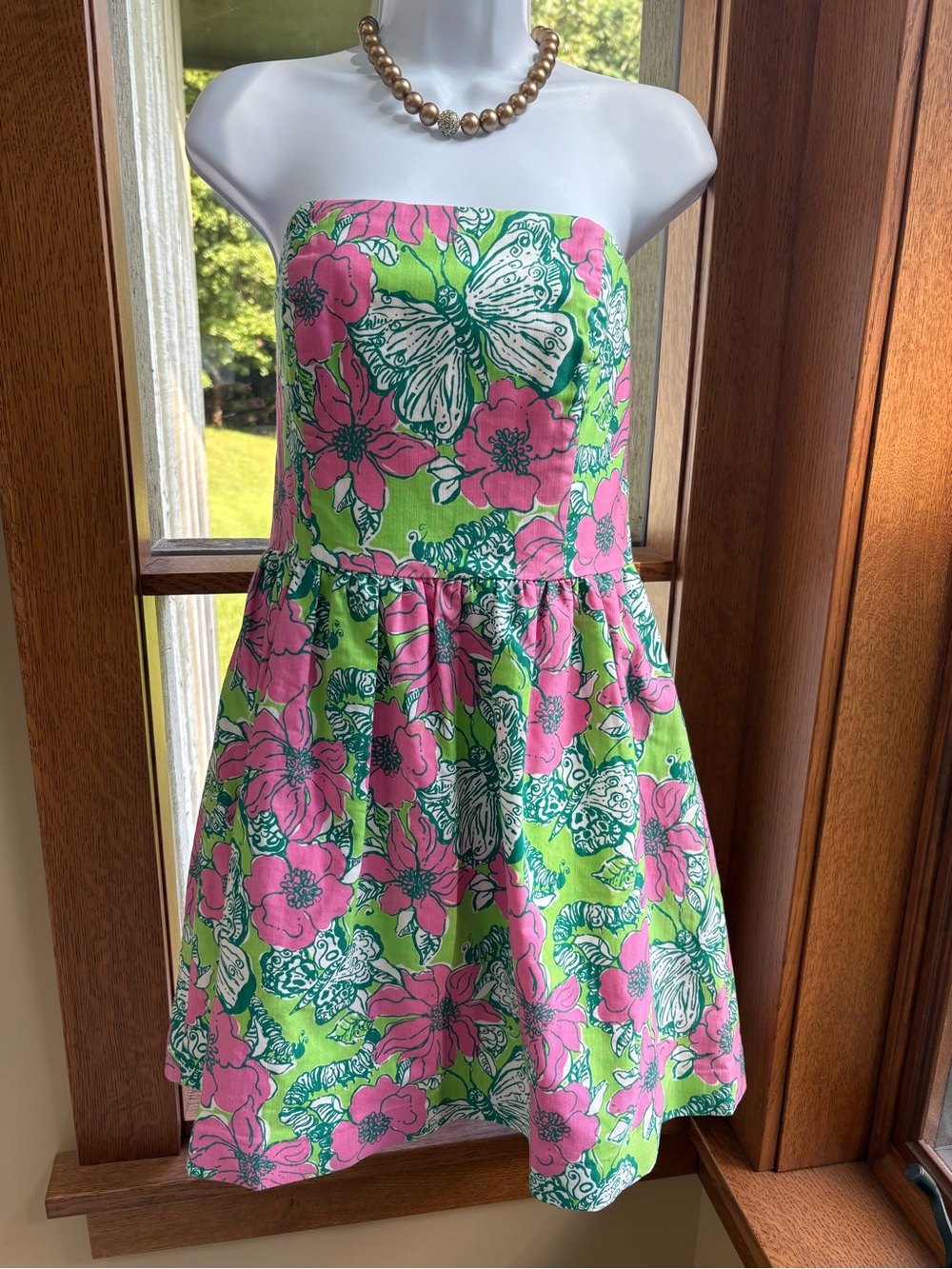 RARE Lilly Pulitzer Lottie Strapless Dress 🌸 Bloomin’ Cocoonin’ 💚 Sz 6 31” B 29 - Picture 2 of 12